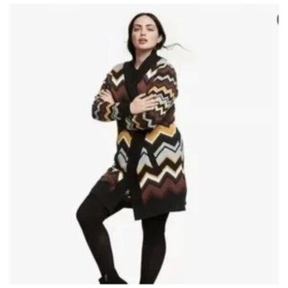 Missoni Cardigan Chevron Design Open Rayon Quality Knit Sweater Size Med - Picture 3 of 11